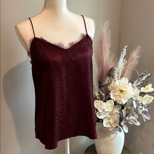 Burgundy Lace Trim Cami Top
